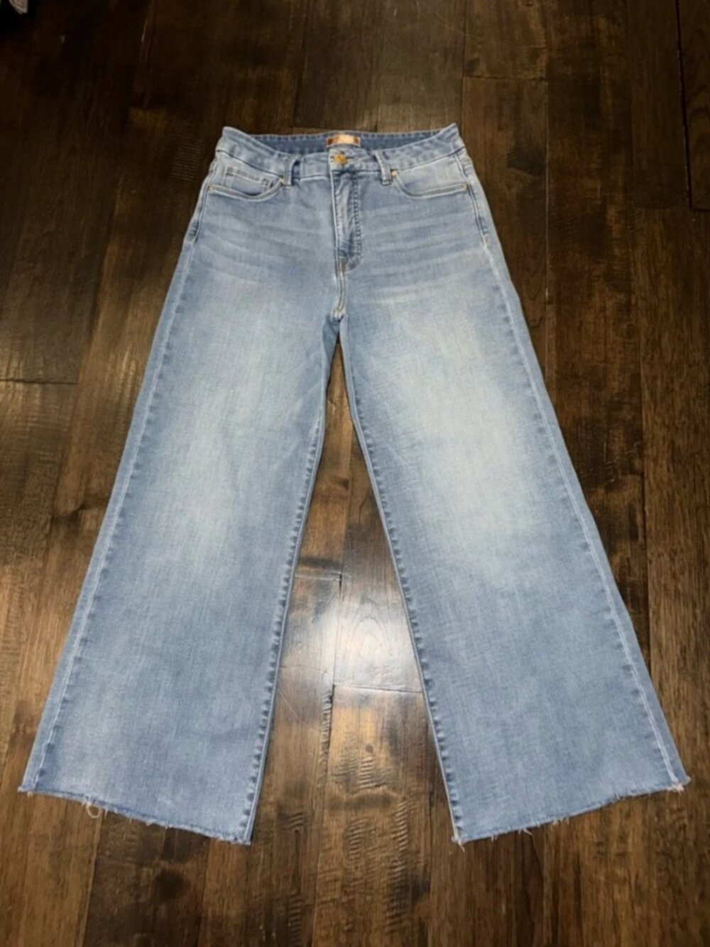 920 Kut from the Kloth Pale Blue Wide Leg Raw Hem Jeans Women 4